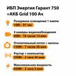 ИБП для котла Энергия Гарант 750 + Аккумулятор Grid 100 Ah 12 v (450Вт - 122мин) - ИБП и АКБ - ИБП для котлов - . Магазин оборудования для автономного и резервного электропитания Ekosolar.ru в Солнечногорске